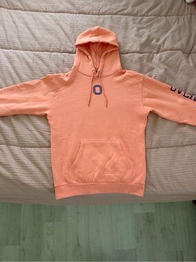 Men's Peach Hooded Pullover Sweatshirt with Chest 'O' Accent